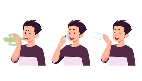 Vector set of characters with bad breath and clean breath. Stock-Illustration