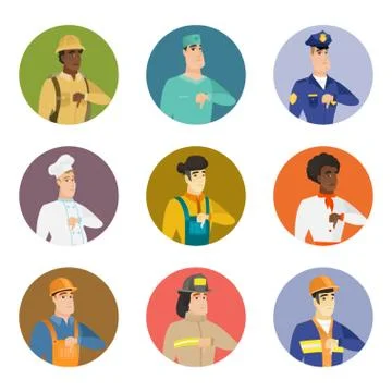 Vector set of characters of different professions Stock Illustration