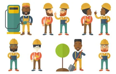 Vector set of characters on ecology issues Stock Illustration