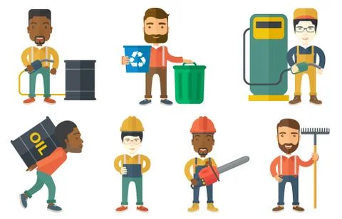 Vector set of characters on ecology issues Stock Illustration