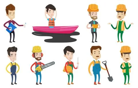 Vector set of characters on ecology issues Stock Illustration