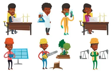 Vector set of characters on ecology issues Stock Illustration