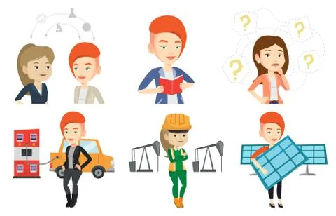 Vector set of characters on ecology issues Stock Illustration