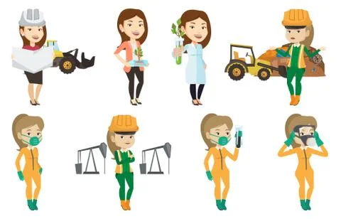 Vector set of characters on ecology issues Stock Illustration