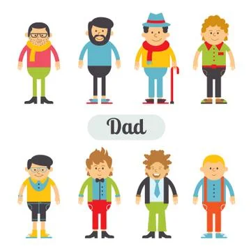 Vector set of characters in a flat style Stock Illustration