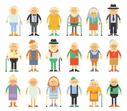 Vector set of characters in a flat style Stock Illustration