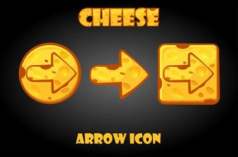 Vector set of cheese arrow buttons for game. Stock Illustration