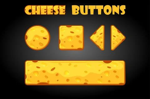Vector set of cheese buttons for user interface. Stock Illustration