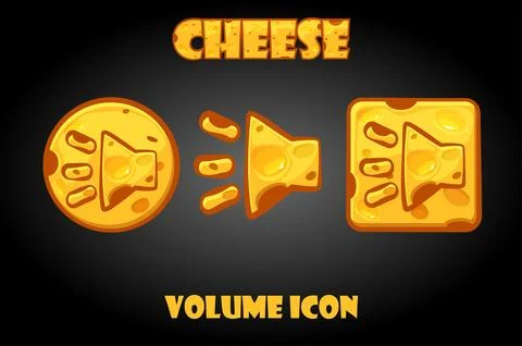 Vector set of cheese buttons volume for the game. Stock Illustration