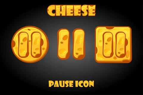 Vector set of cheese pause buttons for menu. Illustrazione stock