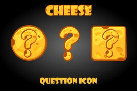 Vector set of cheese question mark buttons for game. Stock Illustration