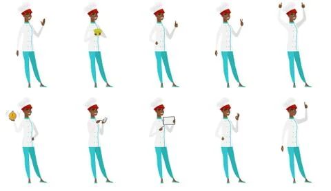 Vector set of chef-cooker characters. Stock Illustration