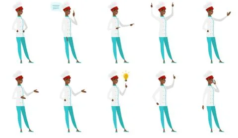 Vector set of chef-cooker characters. Stock Illustration