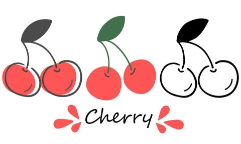 Vector set cherry. Hand-drawn design. Berry on white background Stock Illustration