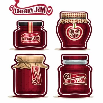 Vector set of Cherry Jam Stock Illustration