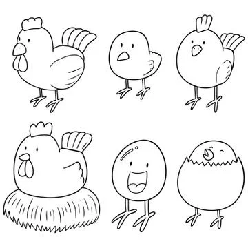 Vector set of chicken and egg Stock Illustration