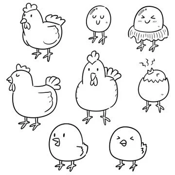 Vector set of chicken and egg Stock Illustration