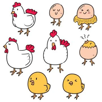 Vector set of chicken and egg Stock Illustration