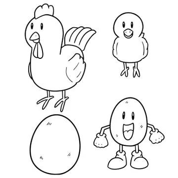 Vector set of chicken and egg Stock Illustration