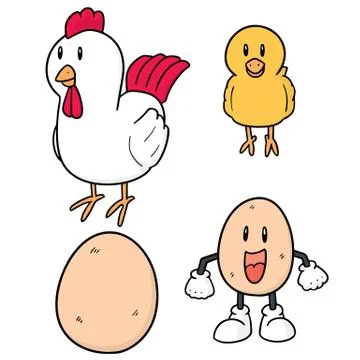 Vector set of chicken and egg Stock Illustration