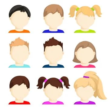 Vector set of child face icons. Stock Illustration
