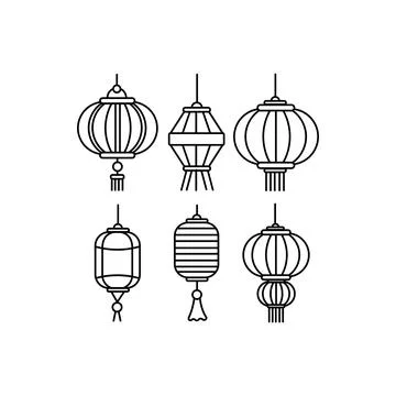 Vector set of Chinese lanterns Stock Illustration