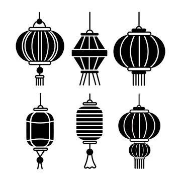 Vector set of Chinese lanterns Stock Illustration