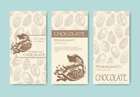 Vector Set Of Chocolate Bar Package Designs Dark Chocolate Stock Illustration
