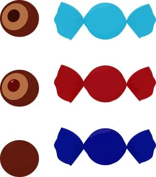 Vector Set of Chocolate candies, Isolated on white background Stock Illustration