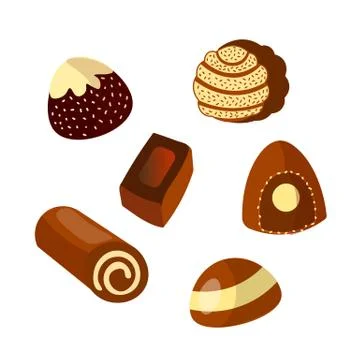 Vector set of chocolate candies isolated on white background for food, birthday Stock Illustration