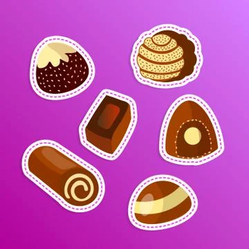 Vector set of chocolate candies isolated on white background for food, birthday Stock Illustration