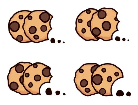 Vector set of chocolate chip bitten cookies Stock Illustration