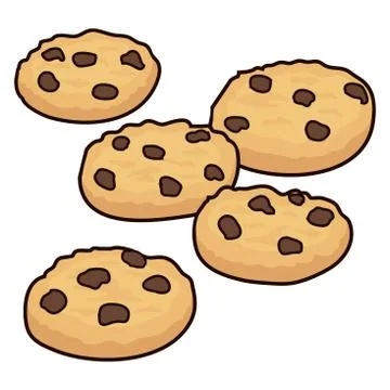 Vector set of chocolate chip cookies 库存插图