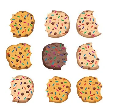 Vector set of chocolate chip cookies Stock Illustration