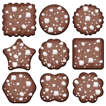 Vector set of chocolate chip cookies Stock Illustration