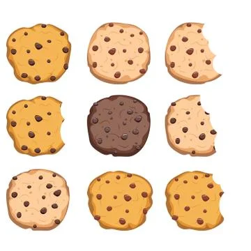 Vector set of chocolate chip cookies Stock Illustration