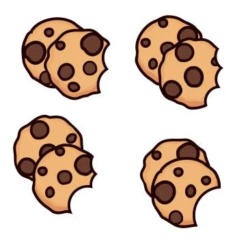 Vector set of chocolate chip cookies with bite Illustrazione stock