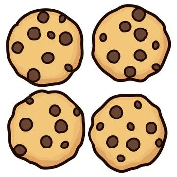 Vector set of chocolate chip whole cookies Stock Illustration