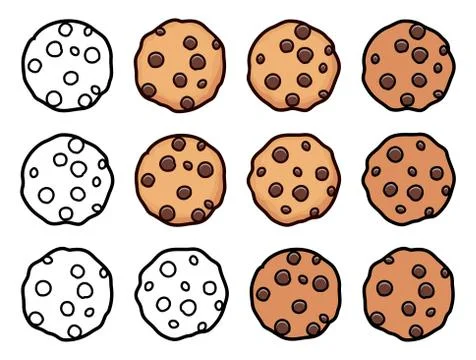 Vector set of chocolate chip whole cookies Stock Illustration