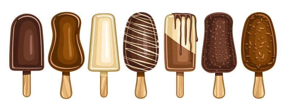 Vector set of Chocolate Popsicle Stock Illustration