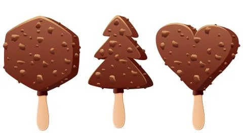 Vector set of chocolate popsicles Stock Illustration