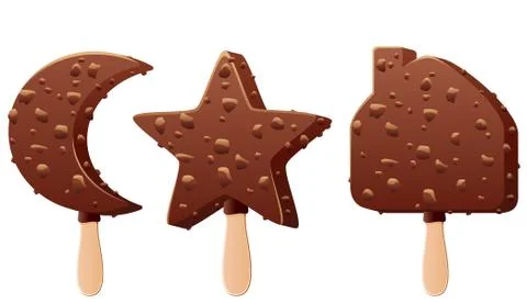 Vector set of chocolate popsicles Stock Illustration