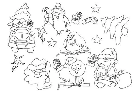 Vector set of christmas and New Year signs Stock Illustration
