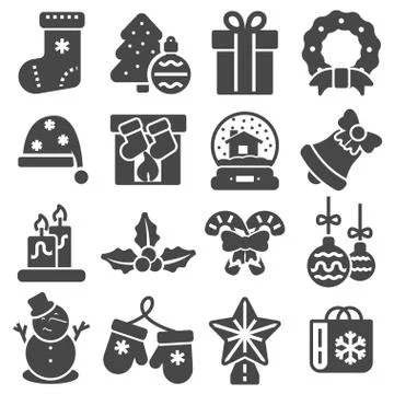 Vector Set Christmas and Winter icons collection Stock Illustration