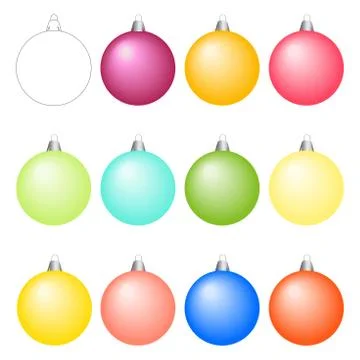 Vector set of christmas balls. Different colors Stock Illustration