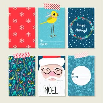 Vector set of Christmas cards Stock Illustration