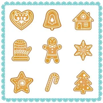 Vector set of christmas cookies illustrations. Stock Illustration
