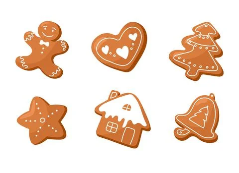 Vector set of Christmas gingerbreads gingerbread house, gingerbread man Stock Illustration