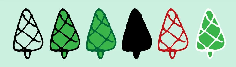 Vector set of Christmas tree, different options. a set of a Christmas tree drawn Stock Illustration