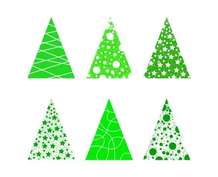 Vector set of Christmas tree icons, simple design. Stock Illustration